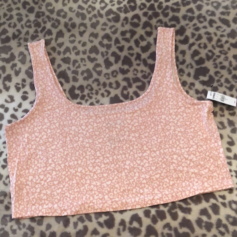 Express Cropped Sleep Tank in Pink Leopard Print Size XL Women’s